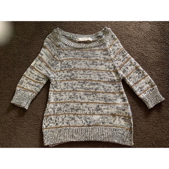 Zara Knit Black/White/Gold Sweater Sz Small - Picture 2 of 10
